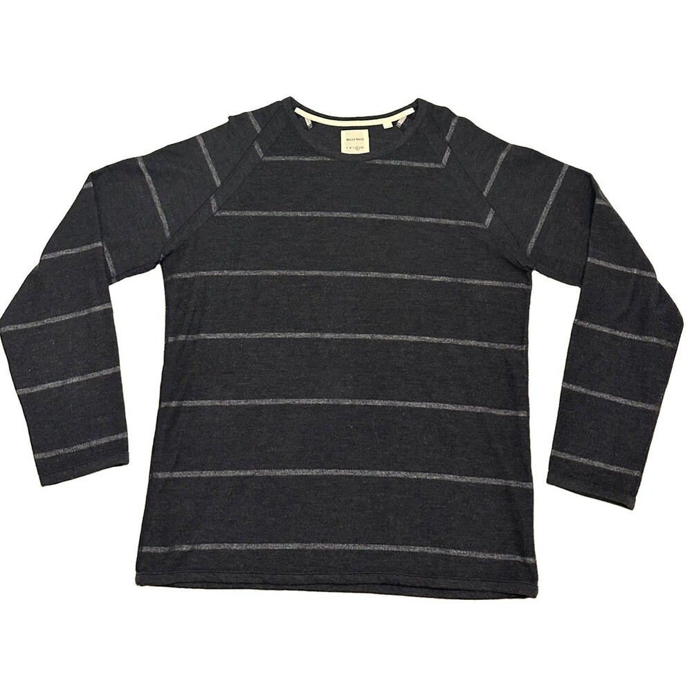 Billy Reid Knit Pullover Mens Long Sleeve XL Striped Raglan Blue Preppy Sweater